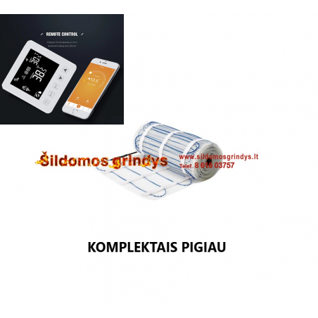 150W Georas elektrinis grindų šildymo kilimėlis + GC-603 WIFI baltas termostatas