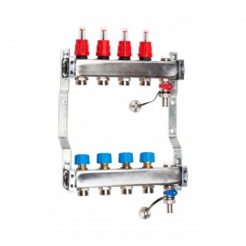 Underfloor heating manifold set with D18 eurocone fittings and S3 valves