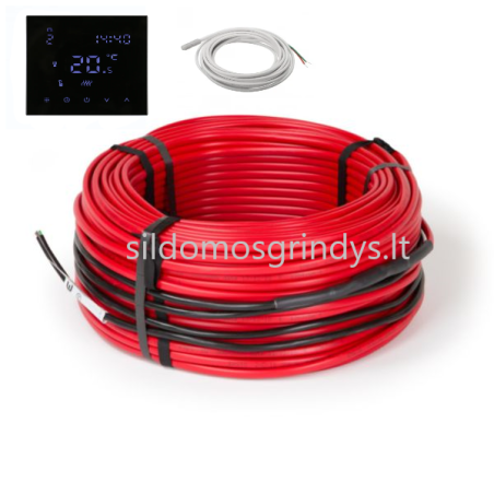 Grindinio šildymo kabeliai Georas 18w/m + termostatas 607 Wifi juodas termostatas