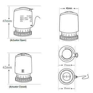 Thermal Actuator for Underfloor Heating Manifold 24 V DC