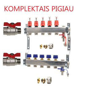 Underfloor heating manifold set with D16 eurocone fittings and S3 valves