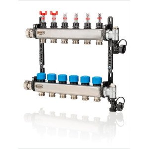 Stainless Steel Underfloor Heating Manifold with Flow Meters