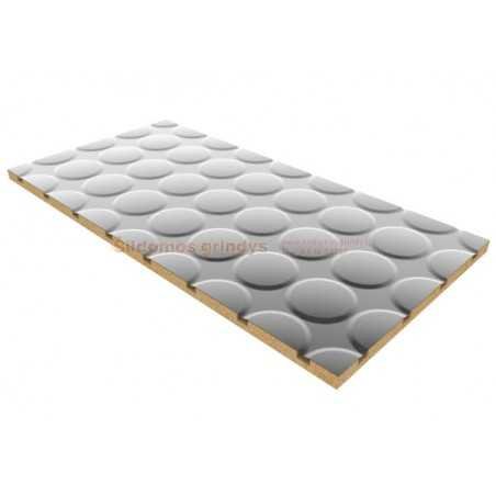 Medienos plaušo plokštė d16 su apskritimais padengta aliuminio folija 1200x600x24mm