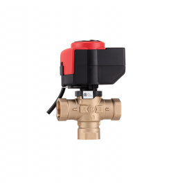 Three-Way Flow Distribution Valve with Electric Actuator